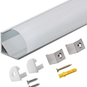 LED Aluminium Profil V 45° 10x1m, LED-Kanäle und Diffusoren mit Endkappen und Befestigungsclipsen für flexible LED-Lichtleisten von StarlandLed