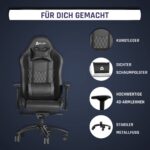 KLIM Esports Gaming Stuhl + Mit Lenden- und Nackenstütze + Verstellbar Gaming Sessel + Ergonomisch PC Stuhl + Kunstleder und Premium-Materialien + Schwarz Gamer Stuhl 2021 Version Gaming Chair – Bild 2