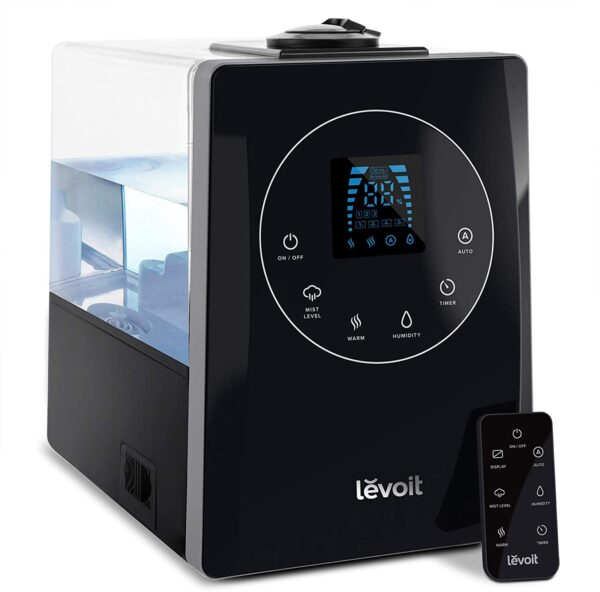 LEVOIT Ultraschall Luftbefeuchter 6L, Warm/Kalt Dampf 70 m² Humidifier mit 1-12H Timer, Feuchtesensor und Fernbedienung, Dual 360° drehbare Düsen, Aroma Diffusor für Baby Schlafzimmer