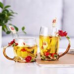 evecase Enamel Butterfly Flower Glas Kaffeetassen Teetasse Geschenke für Frauen.Personalisierte Geschenke für Mama y Freundin zum Geburtstag Weihnachtsgeschenke Muttertagsgeschenk – Bild 7
