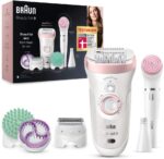 Braun Silk-épil 9 Beauty-Set, Epilierer Damen für Haarentfernung, FaceSpa Gesichtsepilierer, Aufsätze für Rasierer, Peeling, Reinigung Gesicht/Körper, Tasche, Geschenk für Frauen, 9-995, weiss/flamingo