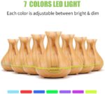 Aroma Diffuser, Aidodo 400ml Luftbefeuchter Oil Düfte Ultraschall Duft Humidifier Holzmaserung LED mit 7 Farben LED Licht Tragbarer für Babies Kinder Haus Yoga Büro usw – Bild 2