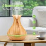 Aroma Diffuser, Aidodo 400ml Luftbefeuchter Oil Düfte Ultraschall Duft Humidifier Holzmaserung LED mit 7 Farben LED Licht Tragbarer für Babies Kinder Haus Yoga Büro usw – Bild 4