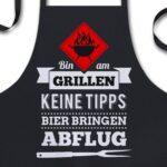 RA Grillschürze für Männer lustig - Bin am Grillen - Vatertagsgeschenk inkl. personalisierbarer Urkunde - lustige Geschenke zum Vatertag - Geschenkideen Papa & Opa