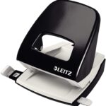 Leitz Büro Locher aus Metall, Für 30 Blatt, Anschlagschiene mit Formatangaben, Ergonomisches Design
