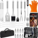 28-teiliges Edelstahl Grillset – Komplettes BBQ-Zubehör mit Koffer, Perfekt als Geschenk