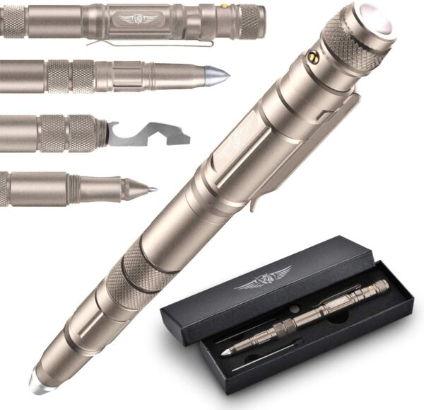 BIIB Geschenke für Männer, Taktischer Stift mit Taschenlampe Gadgets, Coole Werkzeug Kleine Geschenke für Papa Opa