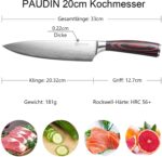 PAUDIN Kochmesser, Klingenlänge 20cm Profi Küchenmesser | PAUDIN Messerblock Messerset, 14-teiliges Küchenmesser-Set – Bild 4