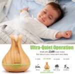 Aroma Diffuser, Aidodo 400ml Luftbefeuchter Oil Düfte Ultraschall Duft Humidifier Holzmaserung LED mit 7 Farben LED Licht Tragbarer für Babies Kinder Haus Yoga Büro usw – Bild 5