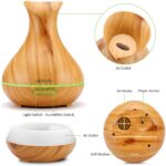 Aroma Diffuser, Aidodo 400ml Luftbefeuchter Oil Düfte Ultraschall Duft Humidifier Holzmaserung LED mit 7 Farben LED Licht Tragbarer für Babies Kinder Haus Yoga Büro usw – Bild 7