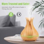 Aroma Diffuser, Aidodo 400ml Luftbefeuchter Oil Düfte Ultraschall Duft Humidifier Holzmaserung LED mit 7 Farben LED Licht Tragbarer für Babies Kinder Haus Yoga Büro usw – Bild 6