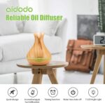 Aroma Diffuser, Aidodo 400ml Luftbefeuchter Oil Düfte Ultraschall Duft Humidifier Holzmaserung LED mit 7 Farben LED Licht Tragbarer für Babies Kinder Haus Yoga Büro usw – Bild 3