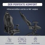 KLIM Esports Gaming Stuhl + Mit Lenden- und Nackenstütze + Verstellbar Gaming Sessel + Ergonomisch PC Stuhl + Kunstleder und Premium-Materialien + Schwarz Gamer Stuhl 2021 Version Gaming Chair – Bild 6