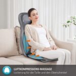Comfier Shiatsu Rücken und Nacken Massagesitzauflage mit Wärme - 2D / 3D-Knet Massageauflage mit voller Rückenlehne und einstellbarer Luftkompresse, Ganzkörper Massagematte für Damen, Herren – Bild 3
