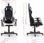 Robas Lund DX Racer 6 OH/FD32/NW Gaming Stuhl XXl für Grosse Gamer bestens geeignet, mit Wippfunktion Gamer Stuhl Höhenverstellbarer Drehstuhl PC Stuhl Ergonomischer Chefsessel, schwarz-weiss – Bild 6