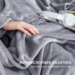 BEDSURE Ärmeldecke hellgrau Kuscheldecke mit Ärmeln - 170x200 cm, Sweatshirt Decke Ärmel zum Anziehen Erwachsene, Ganzkörperdecke mit Ärmel tragbar extra weich als TV Decke – Bild 5