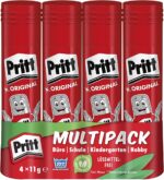 Pritt Klebestift, sicherer und kinderfreundlicher Kleber für Kunst und Bastelarbeiten, starker Klebstoff für Schule Bürobedarf, 4x11g Pritt Stift – Bild 4