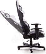 Robas Lund DX Racer 6 OH/FD32/NW Gaming Stuhl XXl für Grosse Gamer bestens geeignet, mit Wippfunktion Gamer Stuhl Höhenverstellbarer Drehstuhl PC Stuhl Ergonomischer Chefsessel, schwarz-weiss – Bild 4