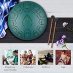 KUD Steel Tongue Drum, 12 Zoll 13 Tone C-Dur Zungentrommel Ätherische Trommel Stahl Handpan Drum Schlagzeug Instrument mit Trommelschlägeln Tragetasche für Meditation Yoga Klangheilung – Bild 6