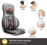 Comfier Shiatsu Rücken und Nacken Massagesitzauflage mit Wärme - 2D / 3D-Knet Massageauflage mit voller Rückenlehne und einstellbarer Luftkompresse, Ganzkörper Massagematte für Damen, Herren – Bild 2
