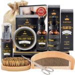 Bartpflege Set Geschenke für Männer mit Bartshampoo,Bartöl Wachstum,Bart Balsam,Bart Kamm,Bartbürste,Bartschere,Bartschablonen Geschenke zum Vatertag Valentinstag Geschenk für ihn Bartpflegeset Männer