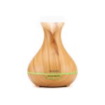 Aroma Diffuser, Aidodo 400ml Luftbefeuchter Oil Düfte Ultraschall Duft Humidifier Holzmaserung LED mit 7 Farben LED Licht Tragbarer für Babies Kinder Haus Yoga Büro usw