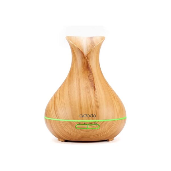 Aroma Diffuser, Aidodo 400ml Luftbefeuchter Oil Düfte Ultraschall Duft Humidifier Holzmaserung LED mit 7 Farben LED Licht Tragbarer für Babies Kinder Haus Yoga Büro usw