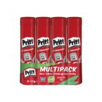 Pritt Klebestift, sicherer und kinderfreundlicher Kleber für Kunst und Bastelarbeiten, starker Klebstoff für Schule Bürobedarf, 4x11g Pritt Stift