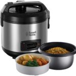 Russell Hobbs Reiskocher 1,2l inkl. Dampfgarer-Einsatz mit Aroma-Klappdeckel (Warmhaltefunktion, antihaftbeschichteter Gartopf, Reislöffel &Messbecher)