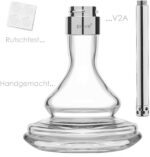 DILAW® TRIPHAN Shisha Edelstahl, Small + Medium + Big size + LED Licht, Wasserpfeife Kaminkopf Komplettset Molassefänger Base Closed Chamber 4 Anschlüssen Silikonschlauch Alumundstück Tabakkopf – Bild 9