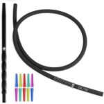 DILAW® Onyx Shisha Edelstahl Hookah Medium oder Big Size + LED Licht, Wasserpfeife Kaminkopf Komplettset Molassefänger mit 3 oder 4 Anschlüssen Kopfadapter Silikonschlauch Alumundstück Tabakkopf – Bild 7