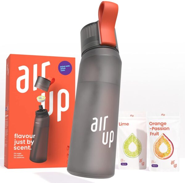 air up Starter-Set - 1 x Trinkflasche BPA-freies Tritan 650 ml 2 x Pods Geschmack Limette & Orange-Maracuja - Für Aromatisiertes Wasser 0 Zucker 0 Kalorien