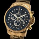 LOUIS XVI Herren-Armbanduhr Palais Royale Stahlband Gold Schwarz Karbon echte Diamanten Chronograph Analog Quarz Edelstahl 873 – Bild 5
