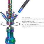 ORACLE HOOKAH® Rainbow Shisha Set V2A Regenbogen Edelstahl Wasserpfeife 57cm 4 Anschlüsse mit Zubehör wie Schlauch Kopf Alu Mundstück – Bild 2