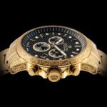 LOUIS XVI Herren-Armbanduhr Palais Royale Stahlband Gold Schwarz Karbon echte Diamanten Chronograph Analog Quarz Edelstahl 873 – Bild 2
