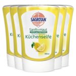 Sagrotan No-Touch Nachfüller Küchenseife Citrus – Für den automatischen Seifenspender – 5 x 250 ml Handseife im praktischen Vorteilspack