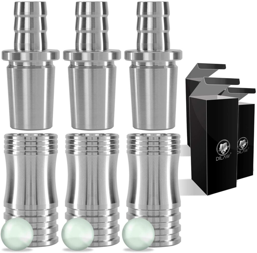 DILAW® Shisha V2A Edelstahl Adapter Schlauchadapter 18/8 Schliff Set 2-teilig Universal Hookah Wasserpfeife | 3er Pack | Silber Edelstahl |