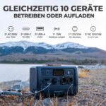 BLUETTI Tragbares Powerstation EB70 716Wh 1000W Solargenerator LiFePO4 Batterie mit 230V Steckdose Power Station(1400W Spitzenwert, 200W Solar) für Reise Camping Garten Wohnwagen – Bild 3