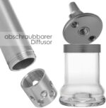 DILAW® Shot Shisha Aluminium Edelstahl 22cm Hookah to Go + LED Licht, Wasserpfeife, Kaminkopf, Komplettset, Tauchrohr mit Diffusor, Kopfadapter Silikonschlauch Alumundstück Tabakkopf – Bild 4