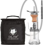 DILAW® Shot Shisha Aluminium Edelstahl 22cm Hookah to Go + LED Licht, Wasserpfeife, Kaminkopf, Komplettset, Tauchrohr mit Diffusor, Kopfadapter Silikonschlauch Alumundstück Tabakkopf – Bild 2