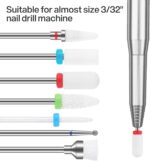 MAQUITA 7 Stück Keramik Nagelfräser Bits Professioneller Nagelfräser Aufsätzeaus Entfernen Gel Acryl Nagelhaut Diamant Nagelbohrer für Maniküre Pediküre Home Verwenden Sie grosses Geschenk – Bild 3