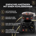 Shisha Kohle, 100% Organic Bio Naturkohle, ohne chemische Zusätze, und Für BBQ, mit Zubehör wie HMD Smokebox & Kaminaufsatz Shishakohle Coal – Bild 2