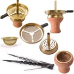 DILAW® Azur Shisha Edelstahl Hookah Medium oder Big Size + Glas Kohleteller, Wasserpfeife Kaminkopf Komplettset Molassefänger mit 3 Anschlüssen Kopfadapter Silikonschlauch Alumundstück Tabakkopf – Bild 3