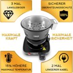 M. ROSENFELD Shisha Kohleanzünder Elektrisch, FIRE Tower 3.0 Kohlegrill Shisha mit langem 150cm Kabel, abnehmbarem Kohlekorb & 2 Zangen 304er Stahl Spirale für längere Haltbarkeit – Bild 2