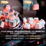 Shisha Kohle, 100% Organic Bio Naturkohle, ohne chemische Zusätze, und Für BBQ, mit Zubehör wie HMD Smokebox & Kaminaufsatz Shishakohle Coal – Bild 5