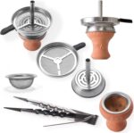 DILAW® Saphir Shisha Edelstahl V2A Hookah, Wasserpfeife Kaminkopf Komplettset Molassefänger mit 4 Anschlüssen Kopfadapter Silikonschlauch Alumundstück Tabakkopf – Bild 4