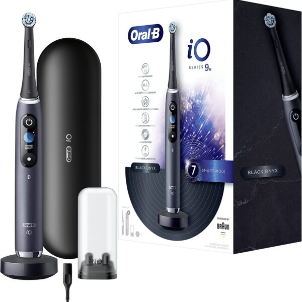 Oral-B iO 9 Elektrische Zahnbürste/Electric Toothbrush mit revolutionärer Magnet-Technologie & Mikrovibrationen, 7 Putzprogramme, 3D-Zahnflächenanalyse, Farbdisplay & Lade-Reiseetui
