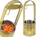 DILAW® Shisha Kohlekorb Oriental Hoch Edelstahl Kohlebehälter für Shisha Kohle & Grill Kohle Char-Basket Holzkohlekörbe mit Sicherheitsgriff Hookah Zubehör
