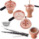 DILAW® Rubin Shisha Edelstahl Gold Hookah Medium oder Big Size, Wasserpfeife Kaminkopf Komplettset Molassefänger mit 3 oder 4 Anschlüssen Kopfadapter Silikonschlauch Alumundstück Tabakkopf Kaminaufsatz – Bild 4