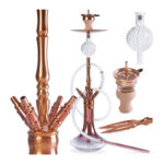 ORACLE HOOKAH® Rosa Shisha Set Kupferfarbe V2A Edelstahl Wasserpfeife 90cm 4 Anschlüsse mit Zubehör wie Schlauch Kopf Alu Mundstück Molassefänger